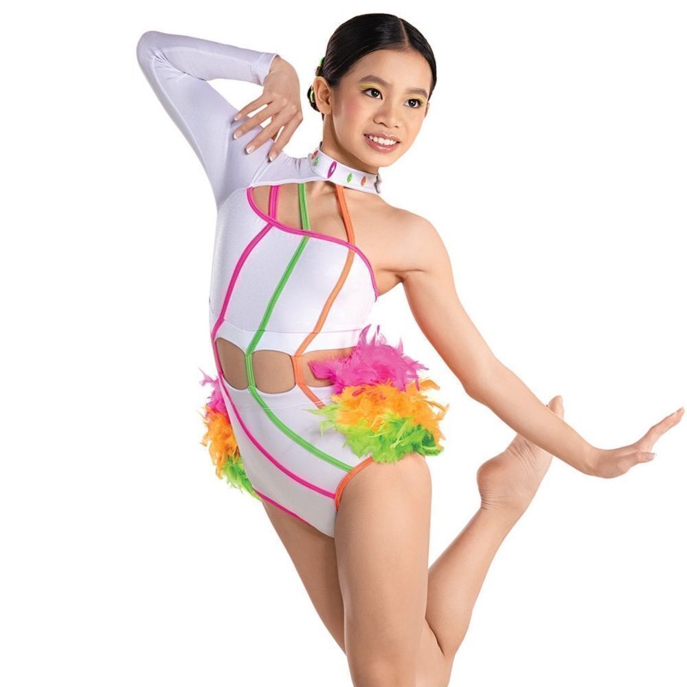 Revolution Tenth House dance costume white feathers solo FALSETTO TH24162 LC